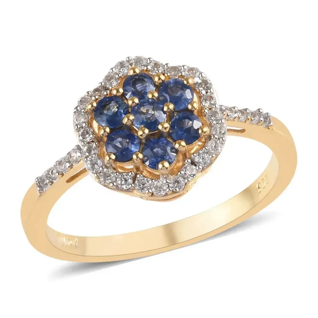 Sapphire cluster ring in 10K yellow gold vermeil.