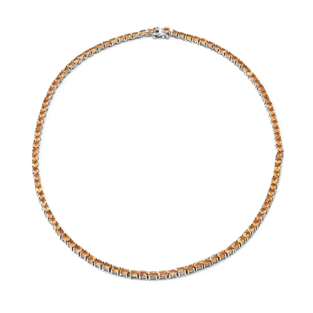 Premium Yellow Gem Tennis Necklace 18 Inches in Platinum Over Sterling Silver