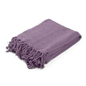 Folded lavender throw blanket. 