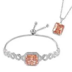 Simulated champagne diamond jewelry set. 