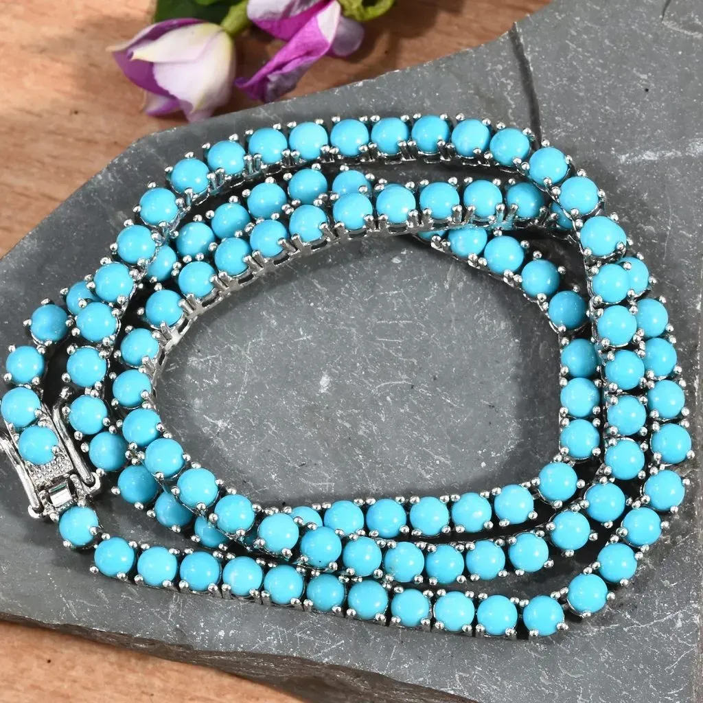 Sleeping Beauty Turquoise line necklace in sterling silver. 