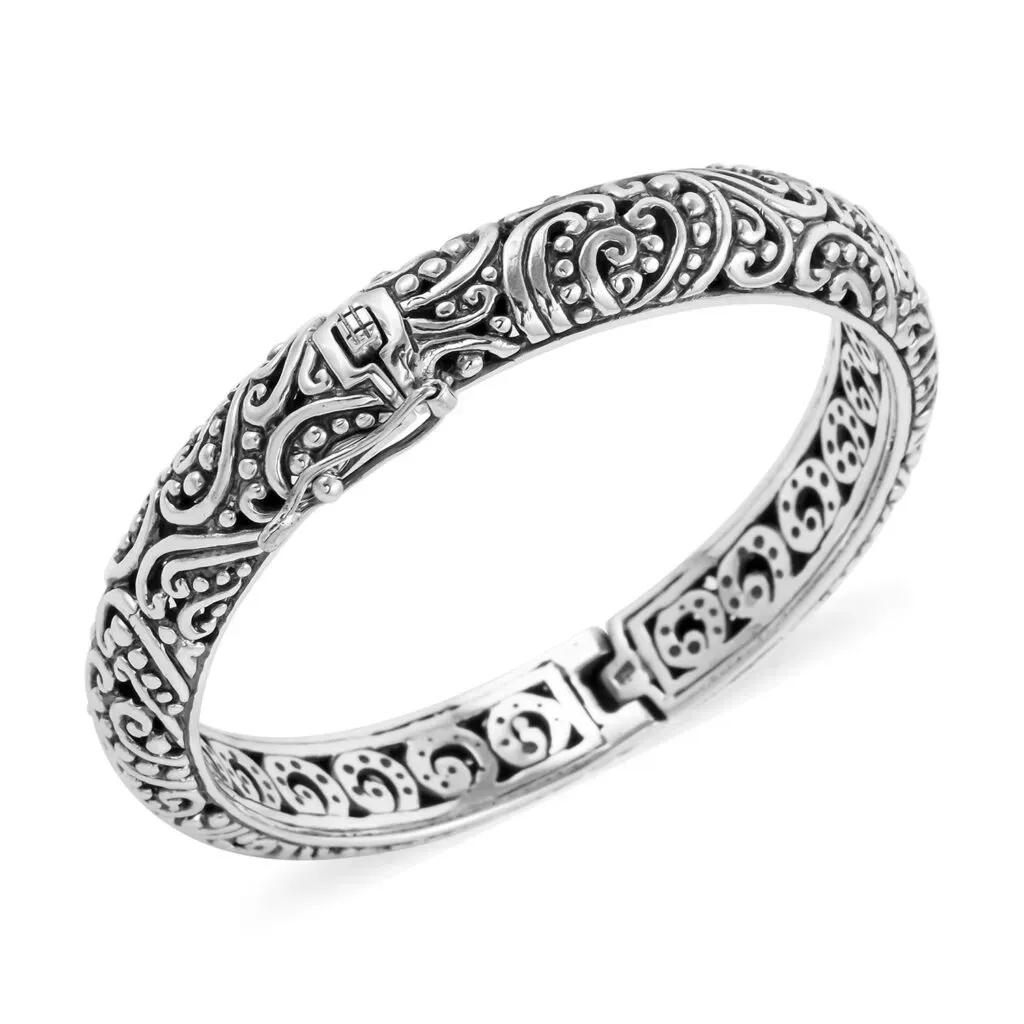BALI LEGACY Sterling Silver Weave Filigree Bangle Bracelet