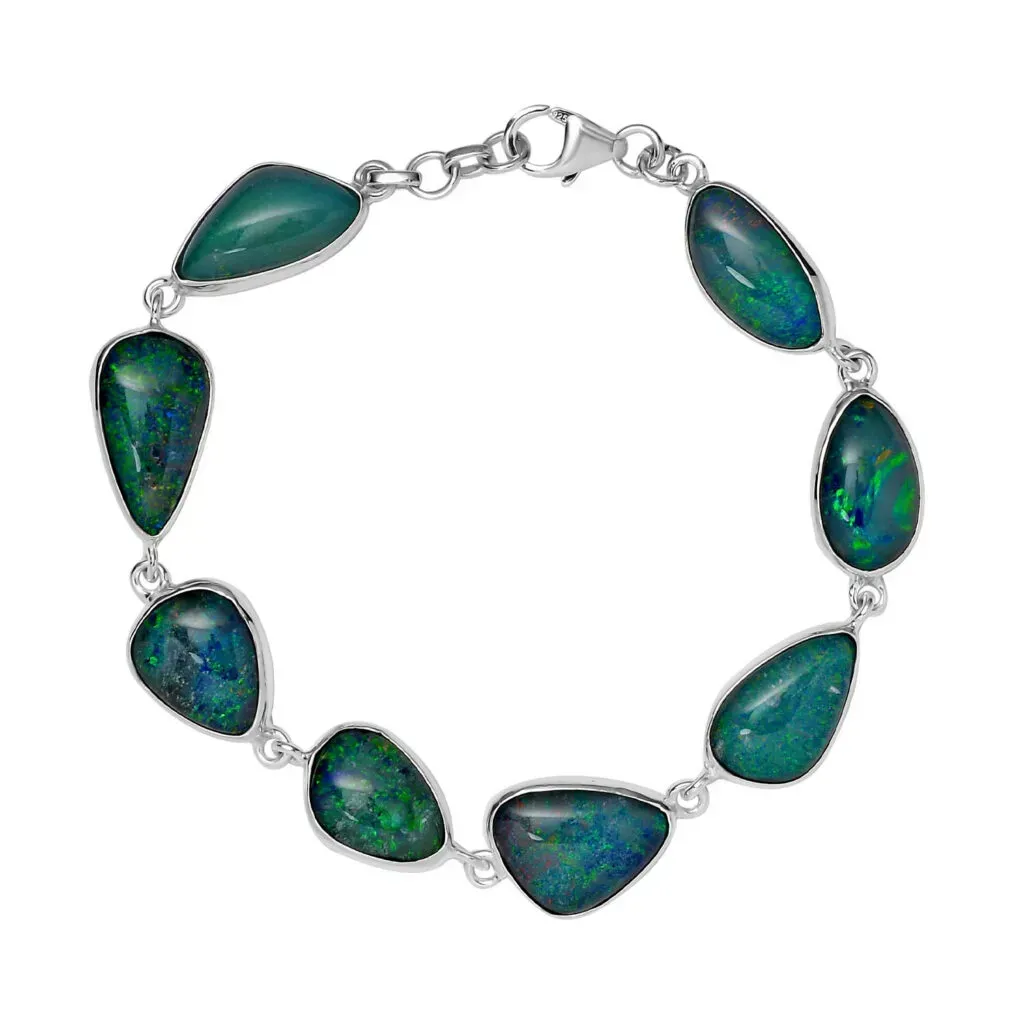 Artisan Crafted Australian Boulder Opal Triplet Bracelet in Sterling Silver