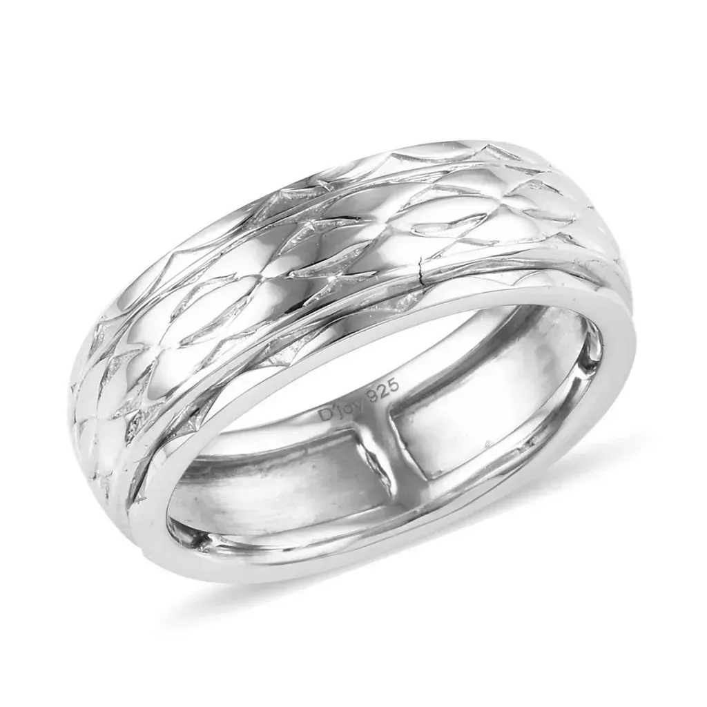 Platinum Over Men's Spinner Ring in Sterling Silver