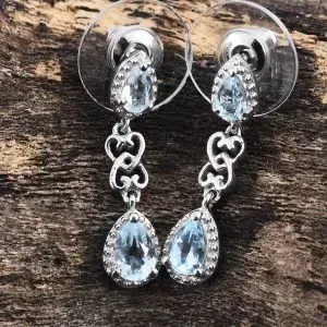 Sky blue topaz drop earrings in sterling silver.