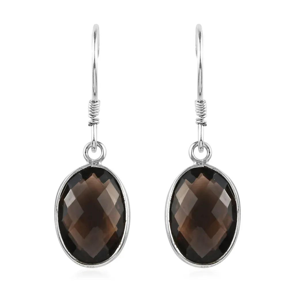 Smoky quartz earrings in sterling silver. 