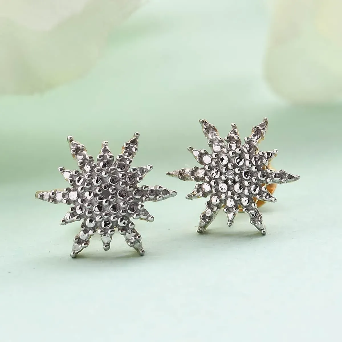 Snowflake Earrings in Platinum & 14K Yellow Gold Over Sterling Silver