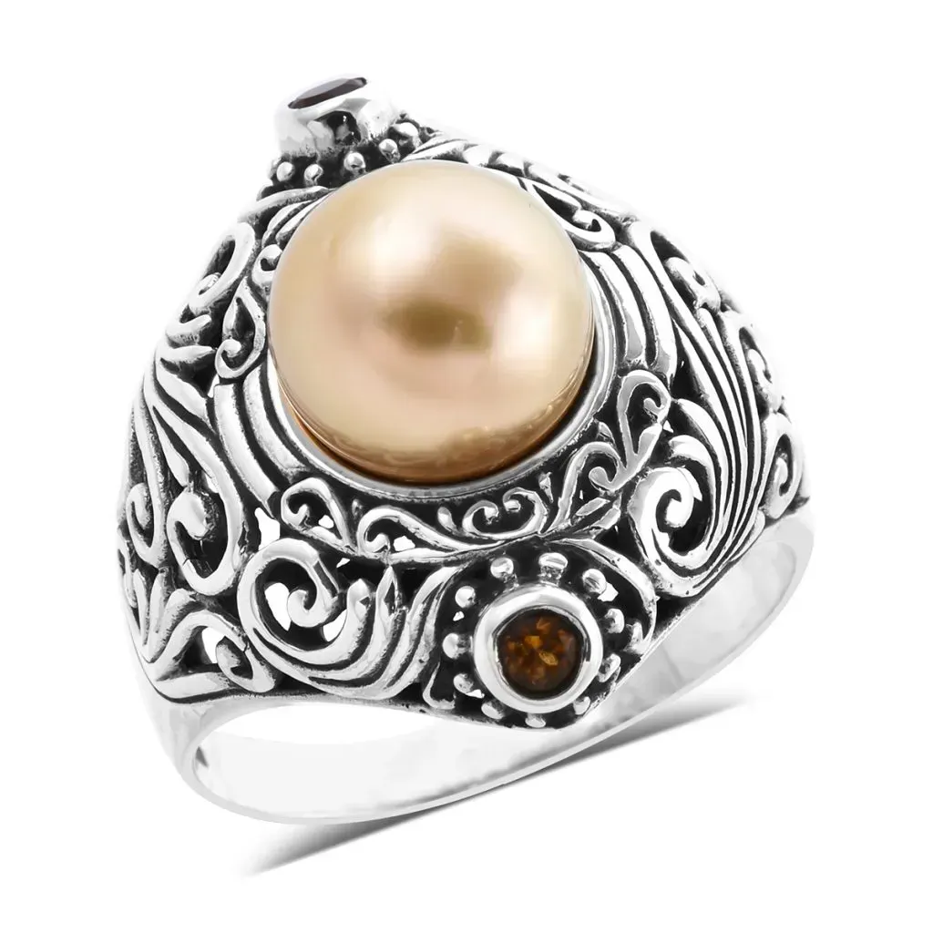Bali Legacy South Sea Cultured Peal ring in sterling silver. 