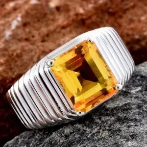 Sphaleros quartz men's ring in sterling silver.