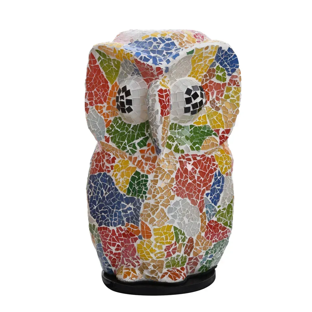Bali Multi Color Mosaic Glass Handmade Owl Lamp