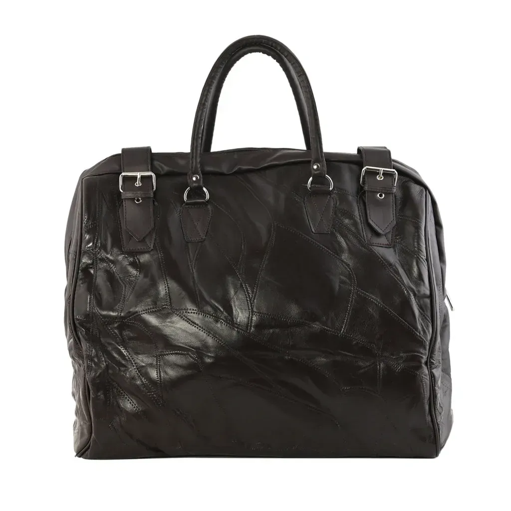 LOS ANGELES CLOSEOUT Brown 100% Genuine Leather Weekend Bag