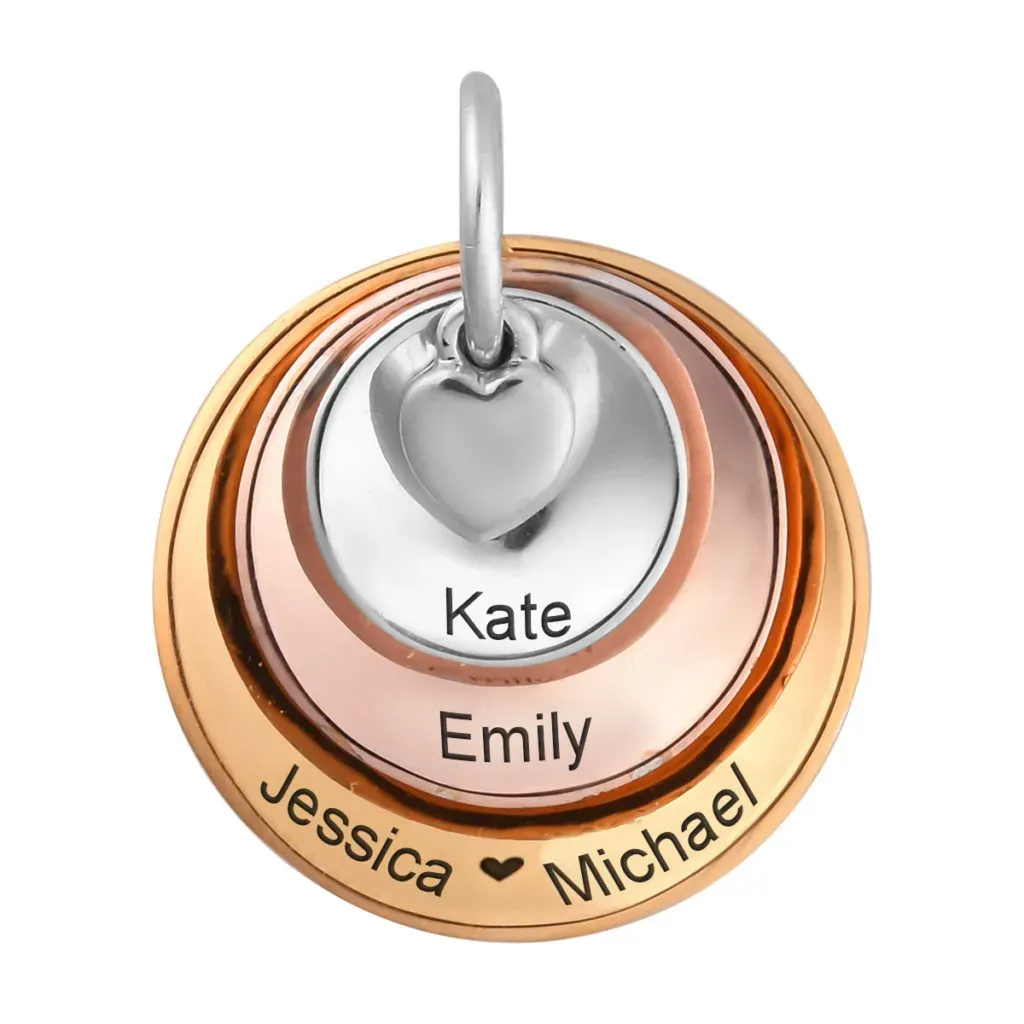 Silver and gold stacked circle pendant. 
