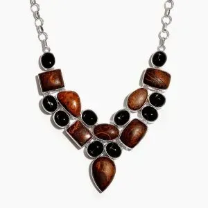 Brown and black statement necklace.