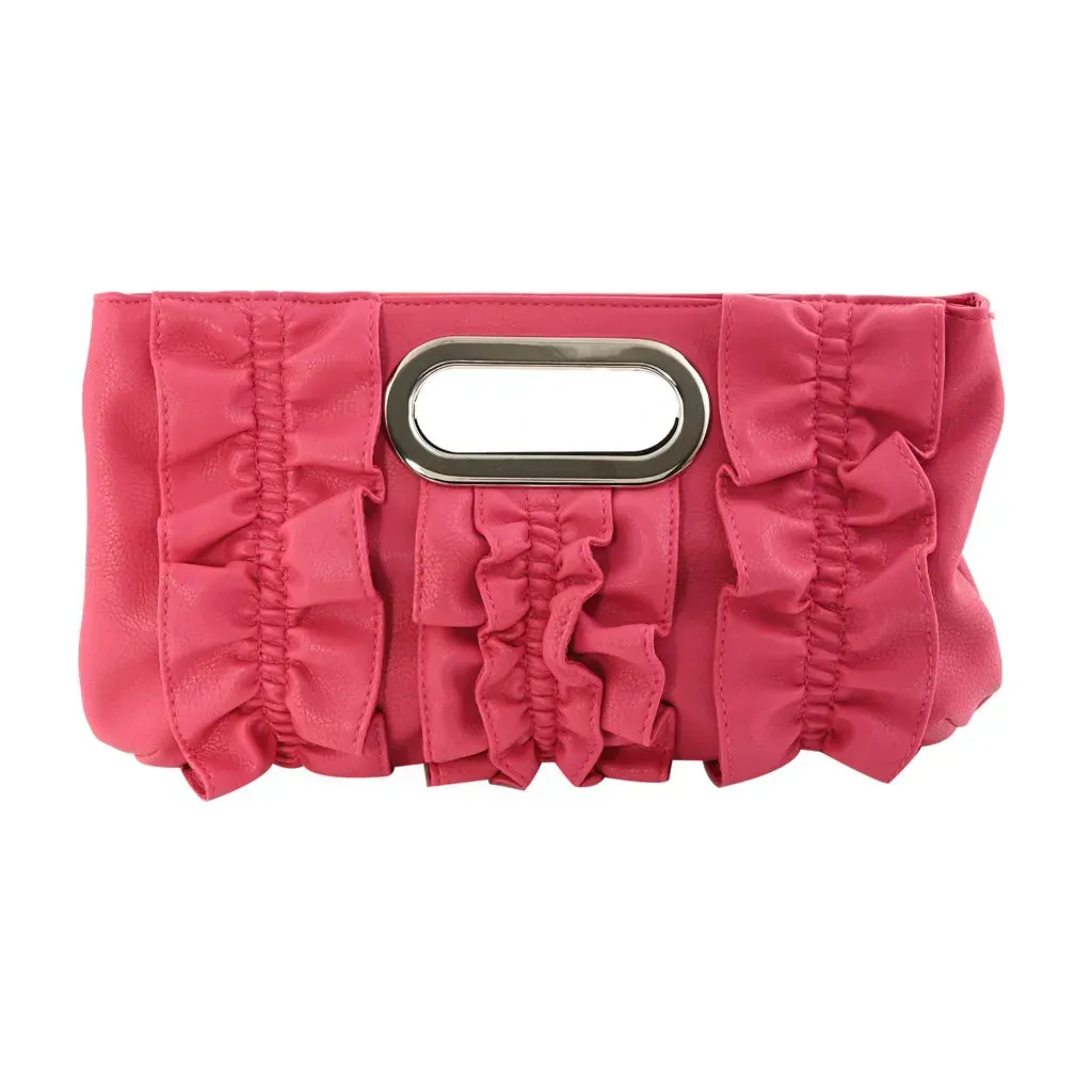 Pink Faux Leather Clutch.