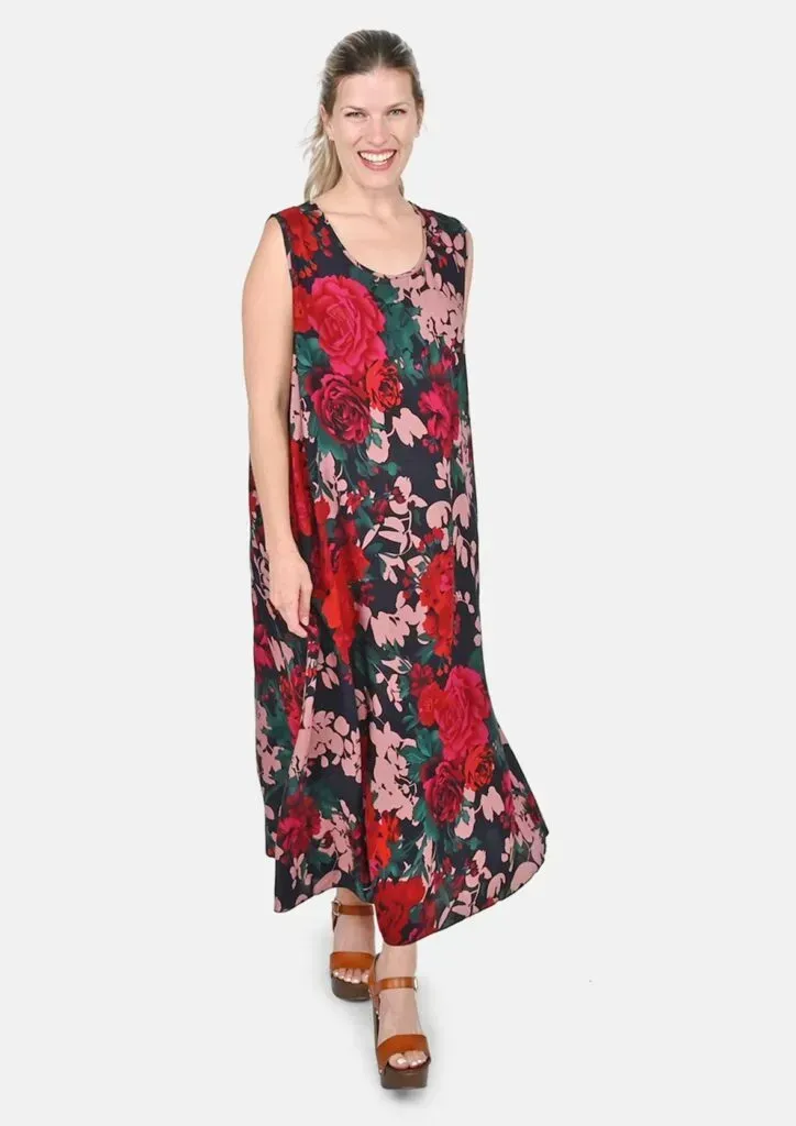 Printed A-Line Midi Dress