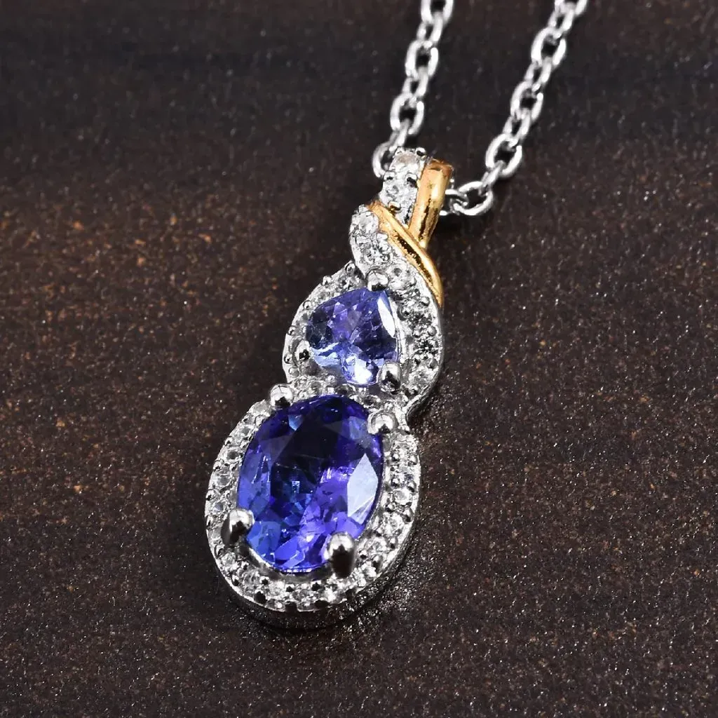 Tanzanite pendant in sterling silver with vermeil and platinum finish.