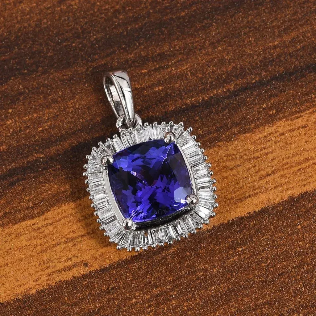 RHAPSODY AAAA Premium Tanzanite, Diamond Pendant