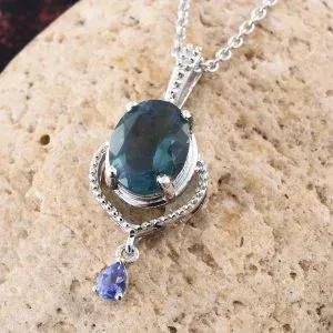 Belgian teal fluorite pendant in sterling silver.