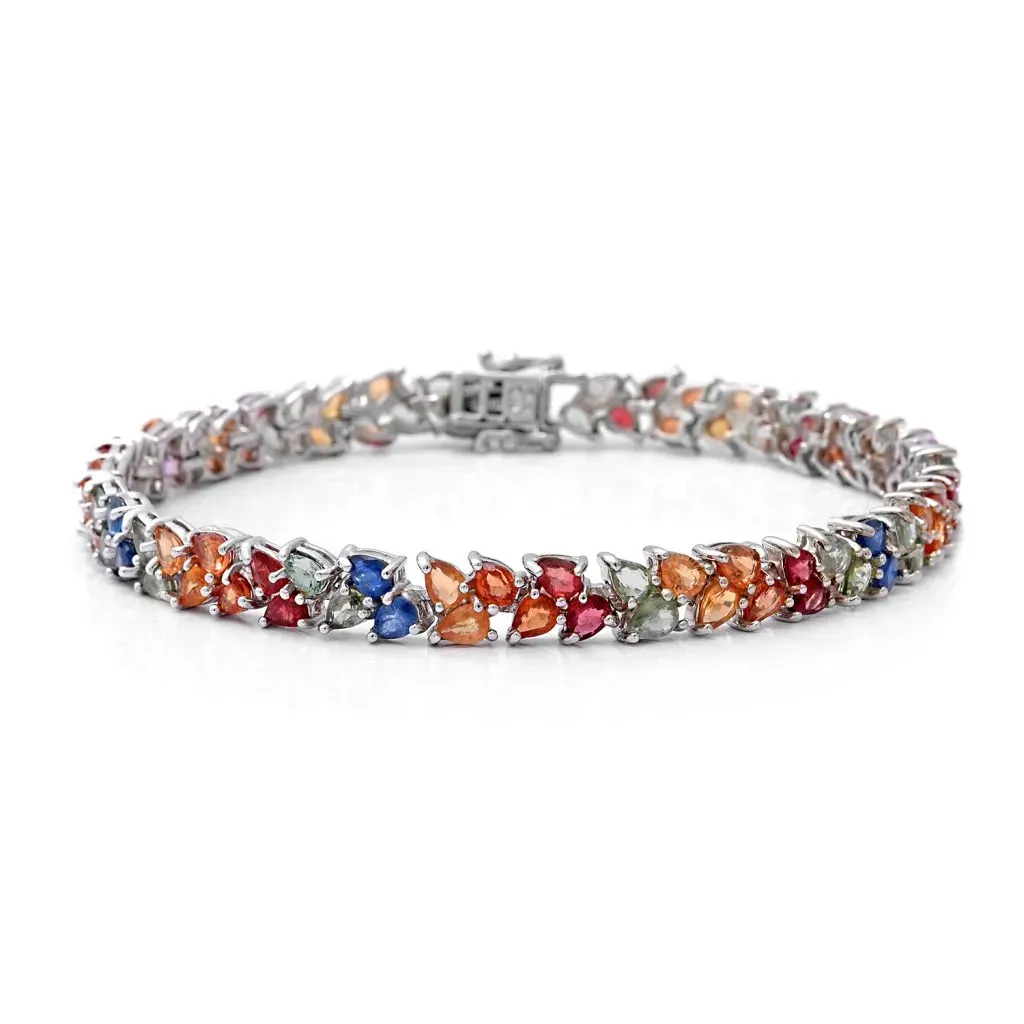 Fancy sapphire tennis bracelet. 