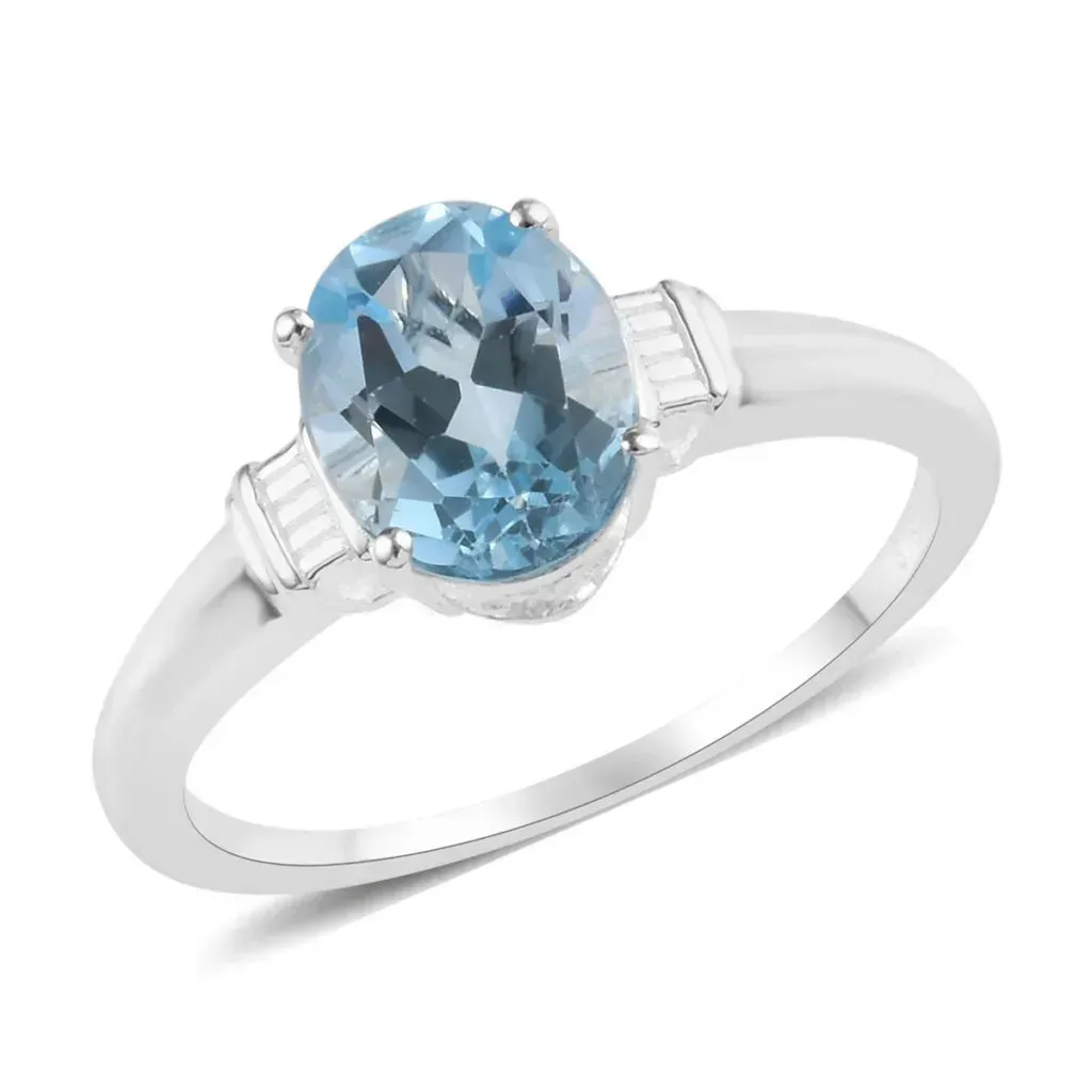 Sky blue topaz solitaire ring. 