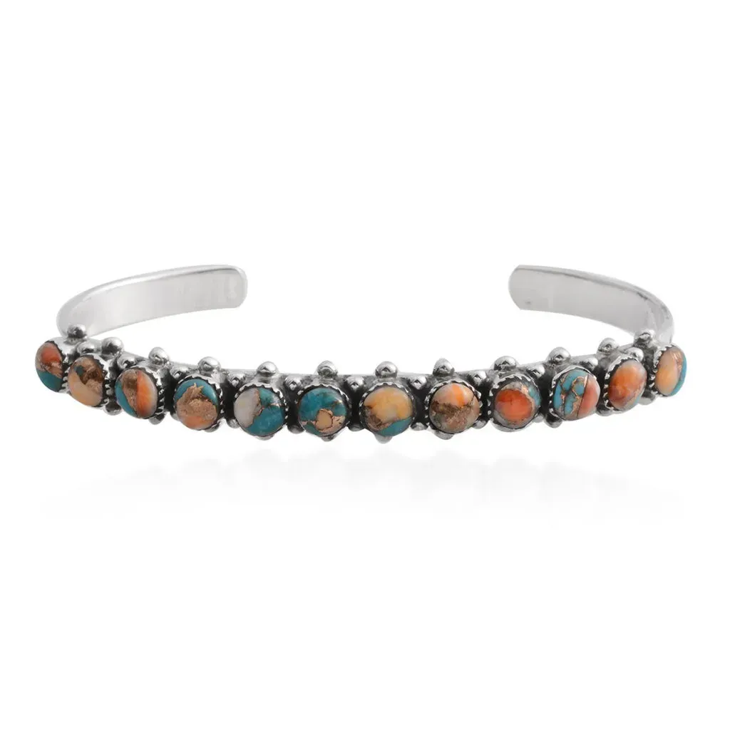 Spiny turquoise bracelet in sterling silver. 