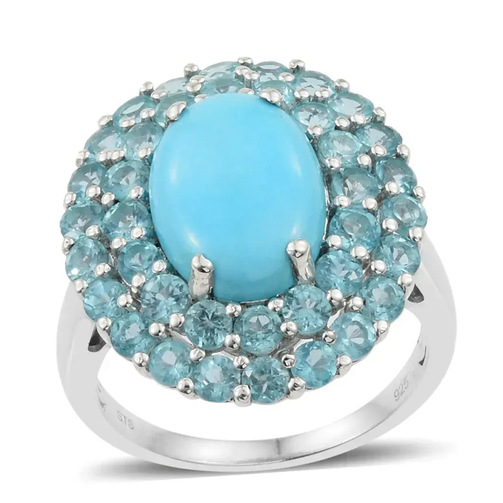 Turquoise double halo ring. 