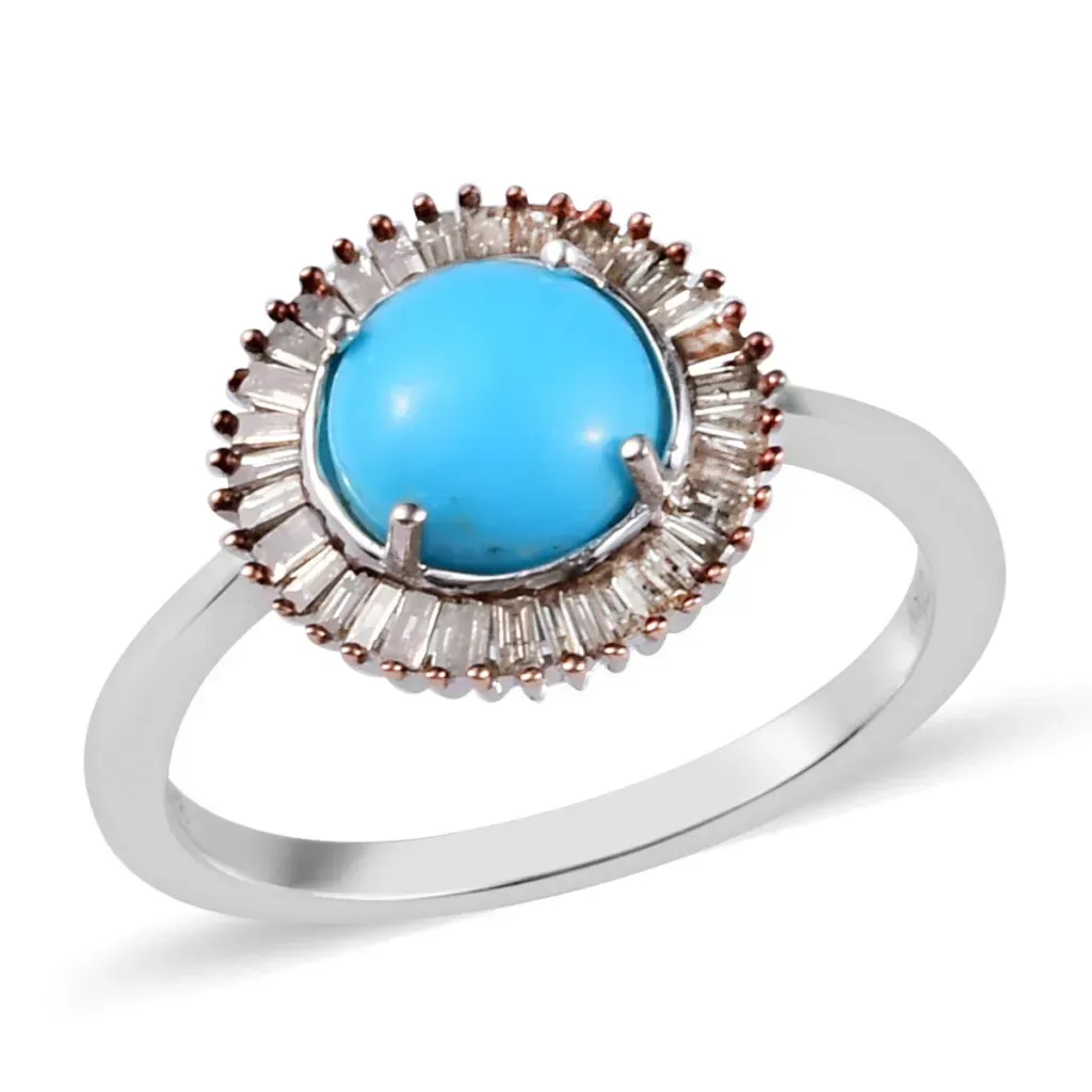 Blue gemstone halo ring. 