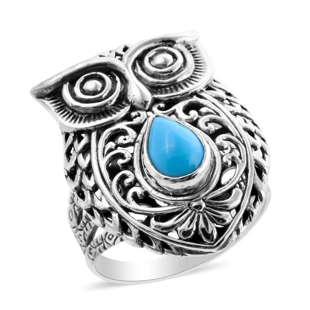 Turquoise owl ring. 