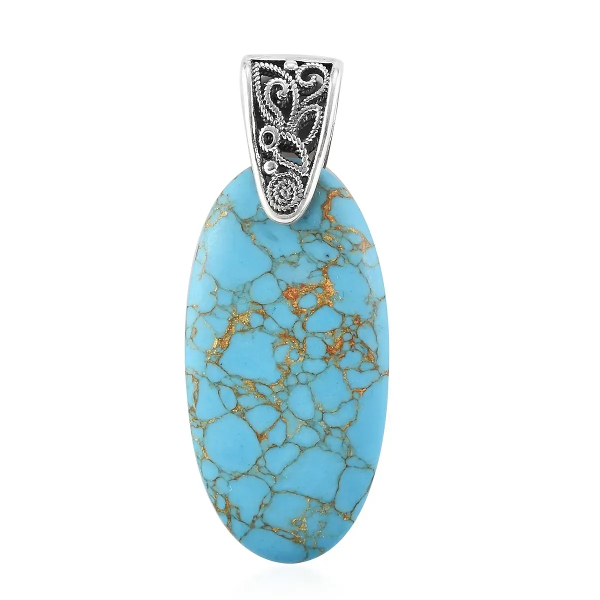 Mojave Blue Turquoise Fancy Pendant in Sterling Silver