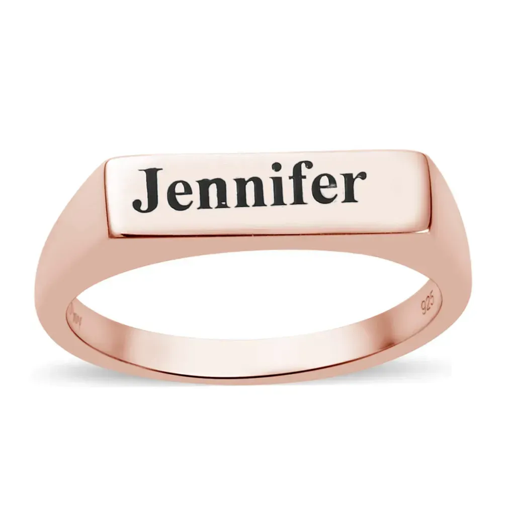 Personalized Men's Ring in Vermeil Rose Gold Over Sterling Silver