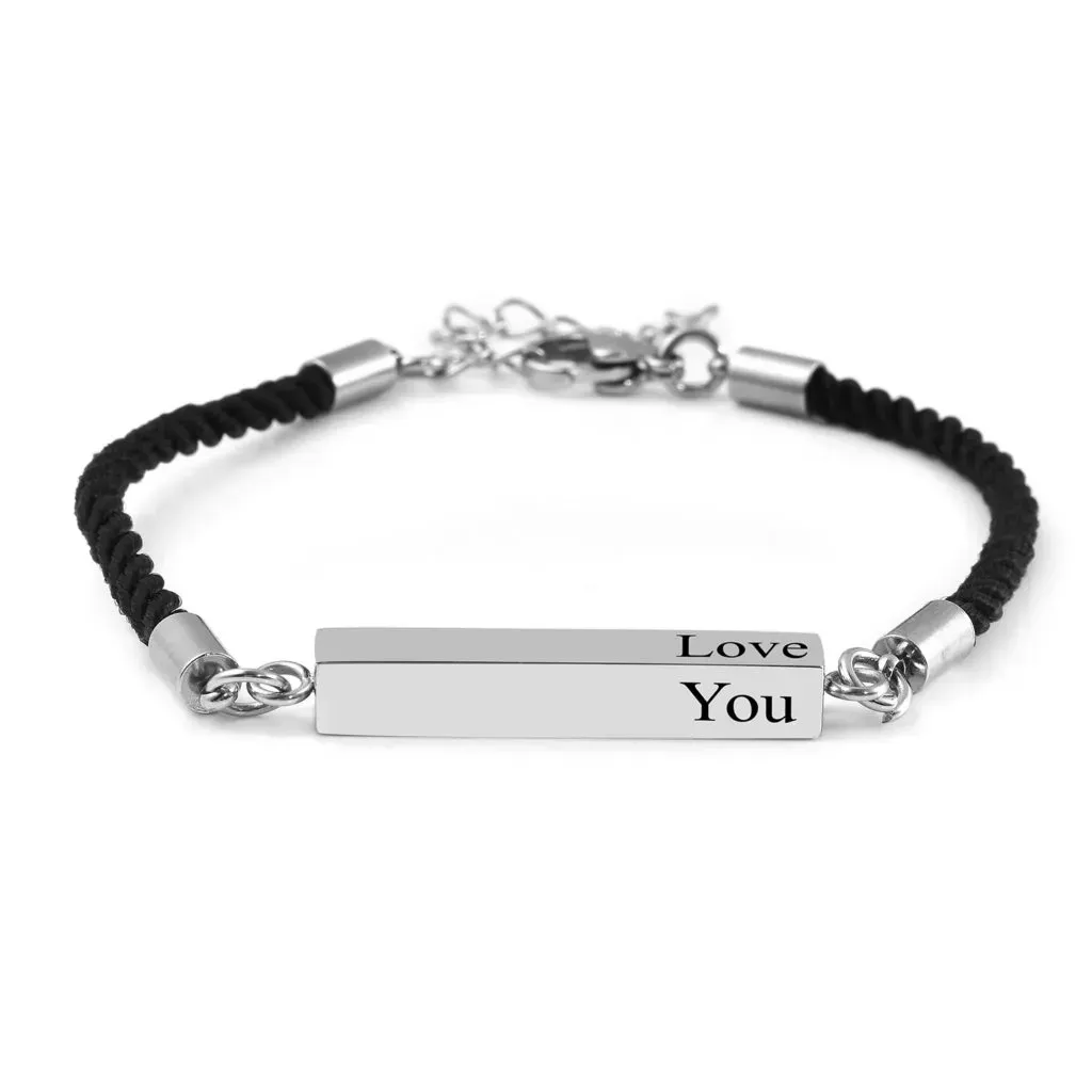 Personalized Four Side Center Station Bracelet in Stainless Steel