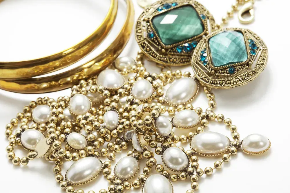 Selection of gemstone jewelry. 