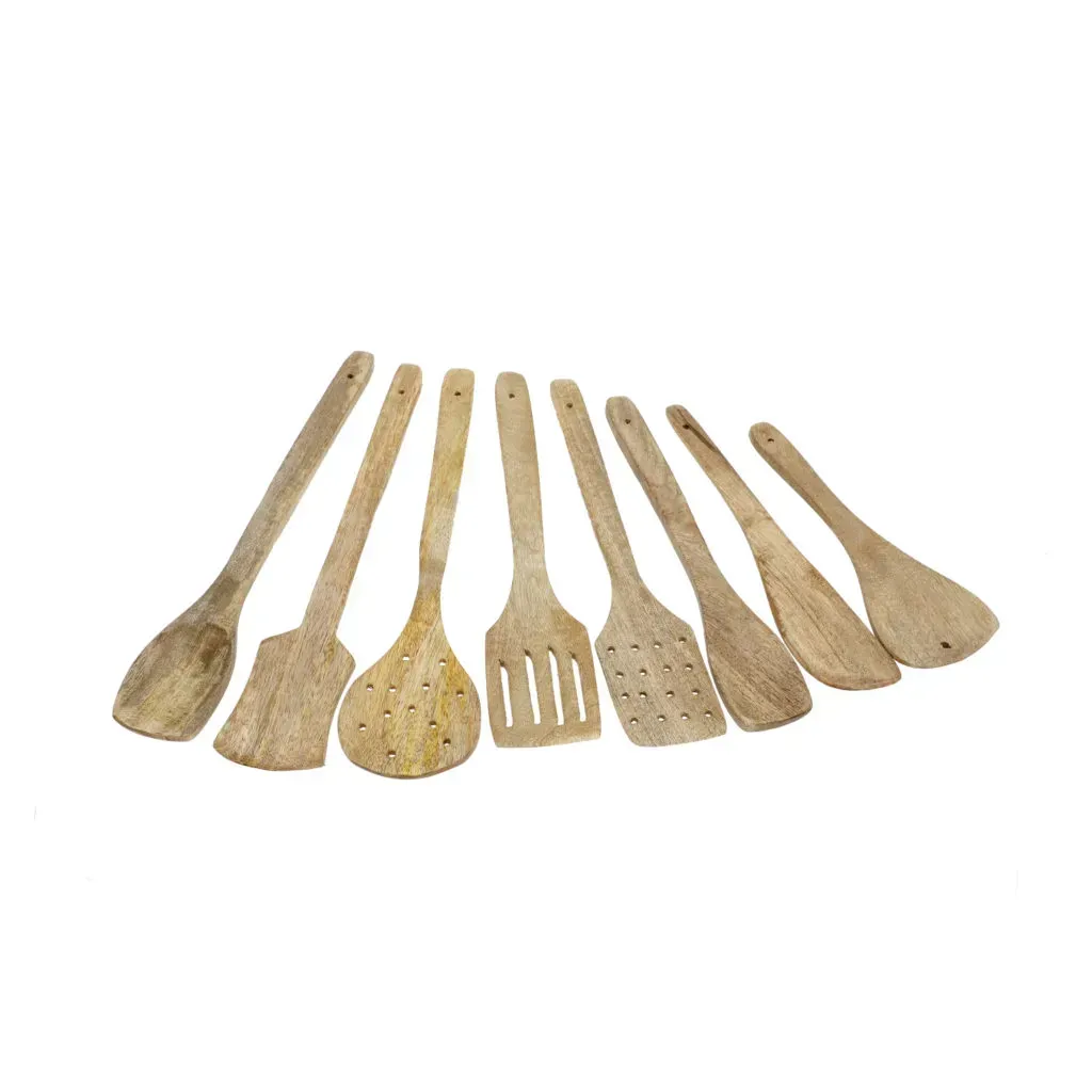 Mango wood utensil set. 