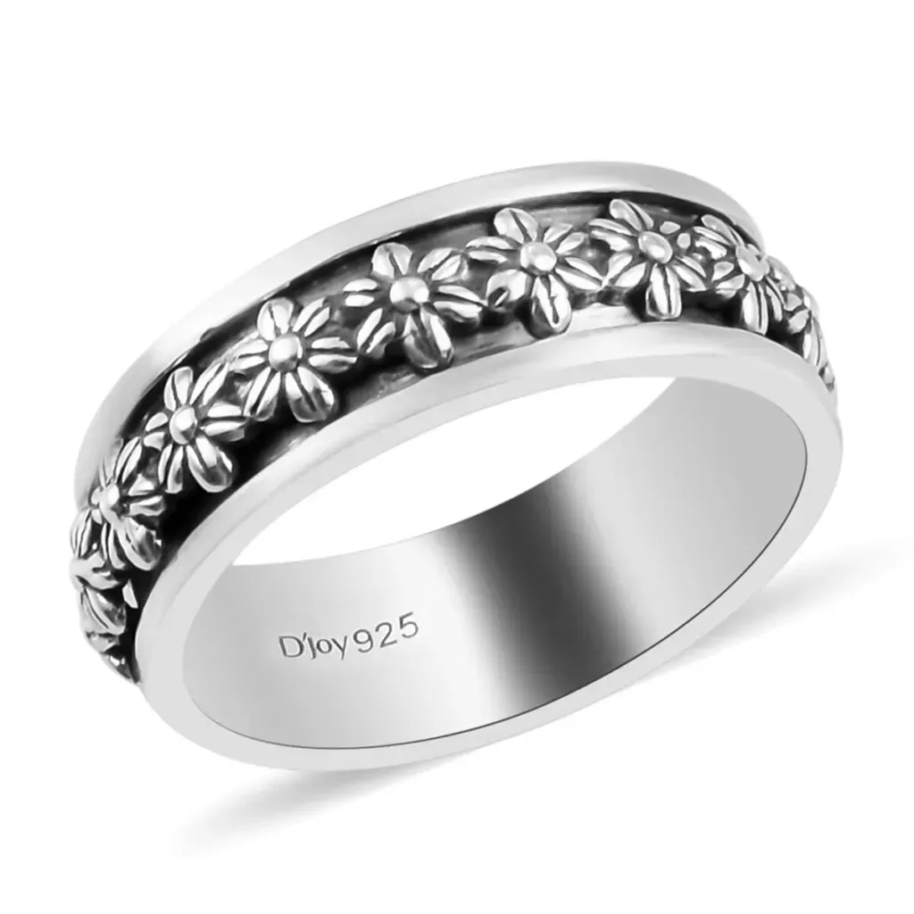 Sterling Silver Floral Spinner Ring 4 Grams