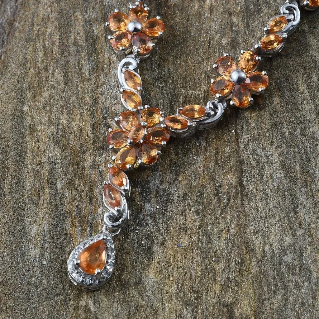 Yellow Sapphire Necklace in Platinum Over Sterling Silver