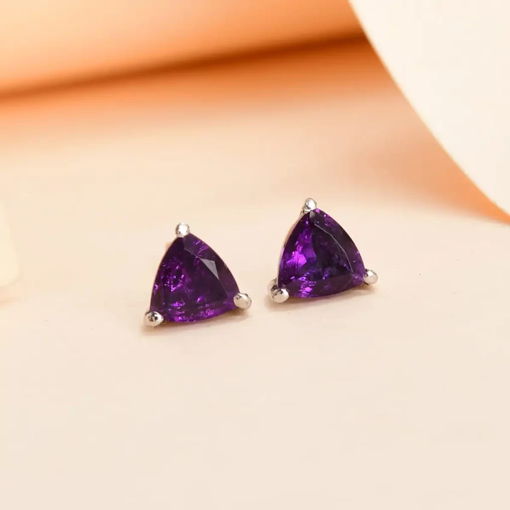 African Amethyst Stud Earrings