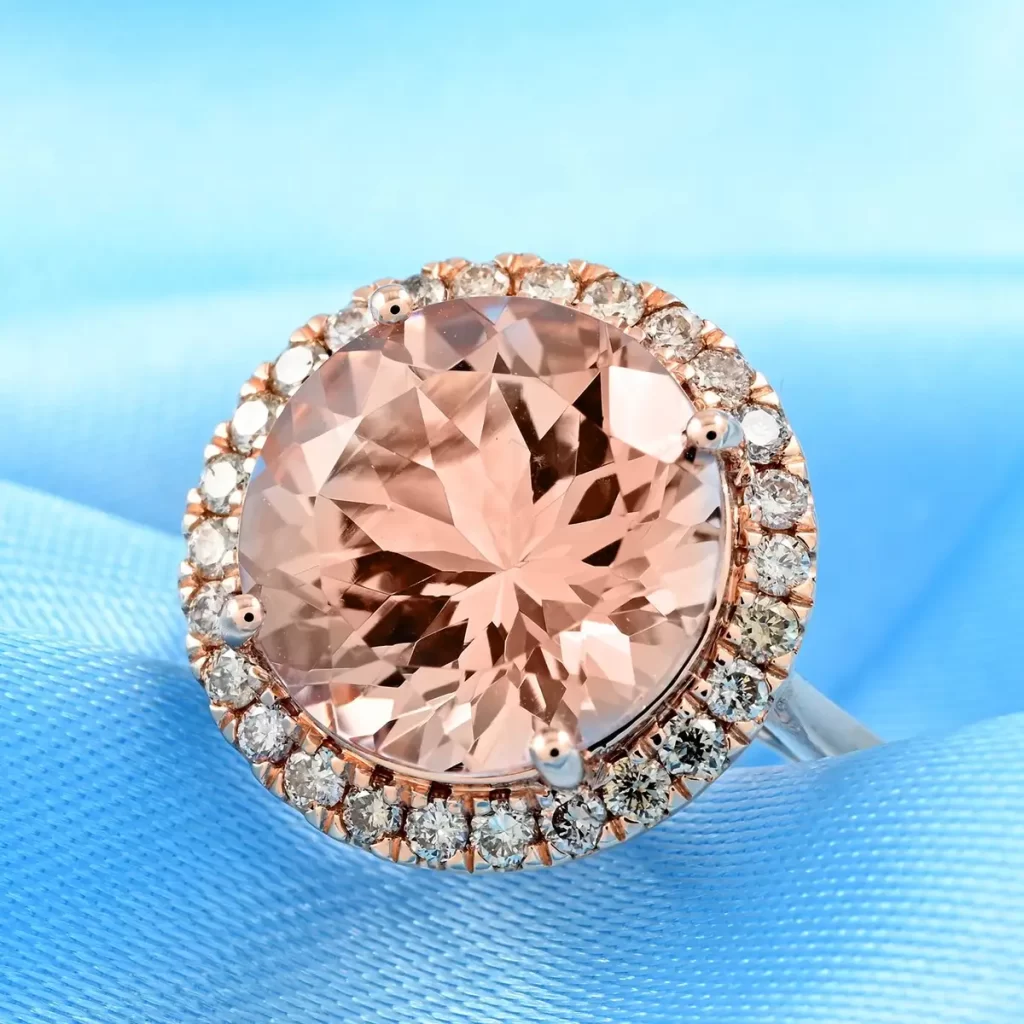 Morganite Halo Ring