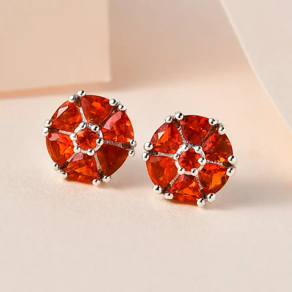 Mexican Fire Opal Stud Earrings