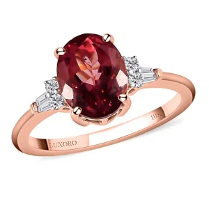 10K Rose Gold Premium Red Rose Apatite and G-H I3 Diamond Ring 2.00 ctw