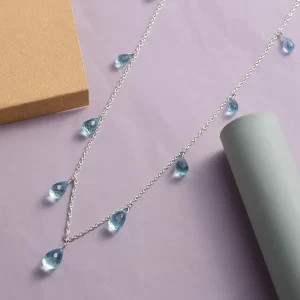 Sky Blue Topaz Station Necklace