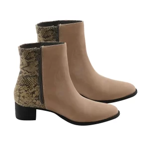 Capricorn boots Beige and Python Jackie Zip-up Bootie