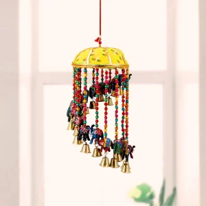 Gifts Handmade Yellow Basket Elephant Wind Chimes