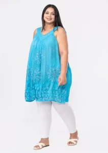 Mermaidcore outfit Embroidered Batik Print Tunic Dress