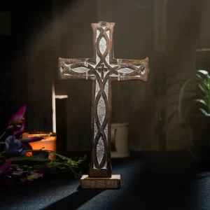 Wood carving cross housewarming gifts