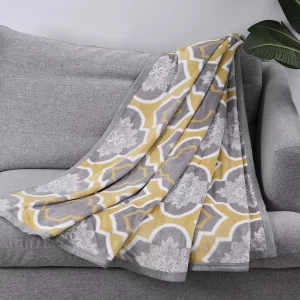 Throw blanket Home Decor  Yellow Moroccan Pattern Microfiber Lightweight