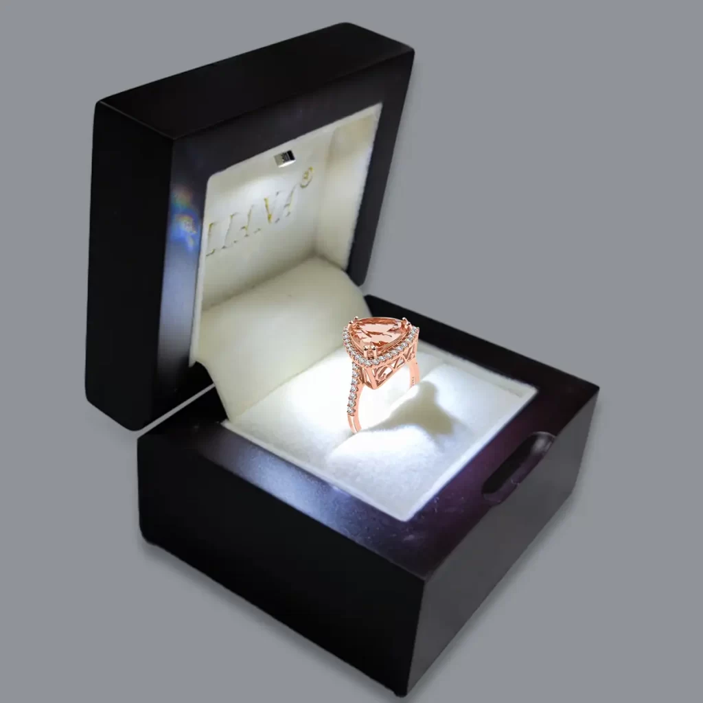 Iliana Certified and Appraised AAA Marropino Morganite Ring