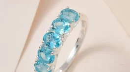 Premium Madagascar Paraiba Apatite 5 Stone Ring