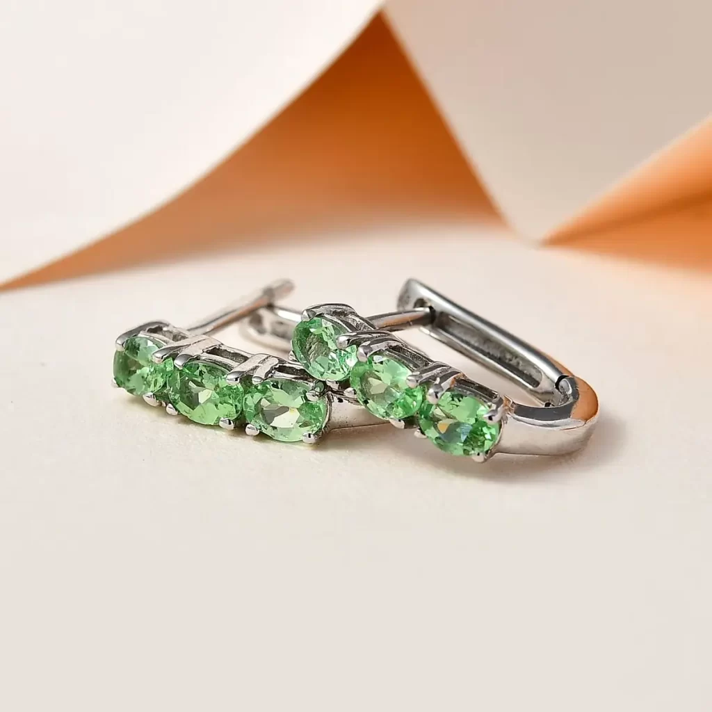 Tsavorite Garnet Hoop Earrings