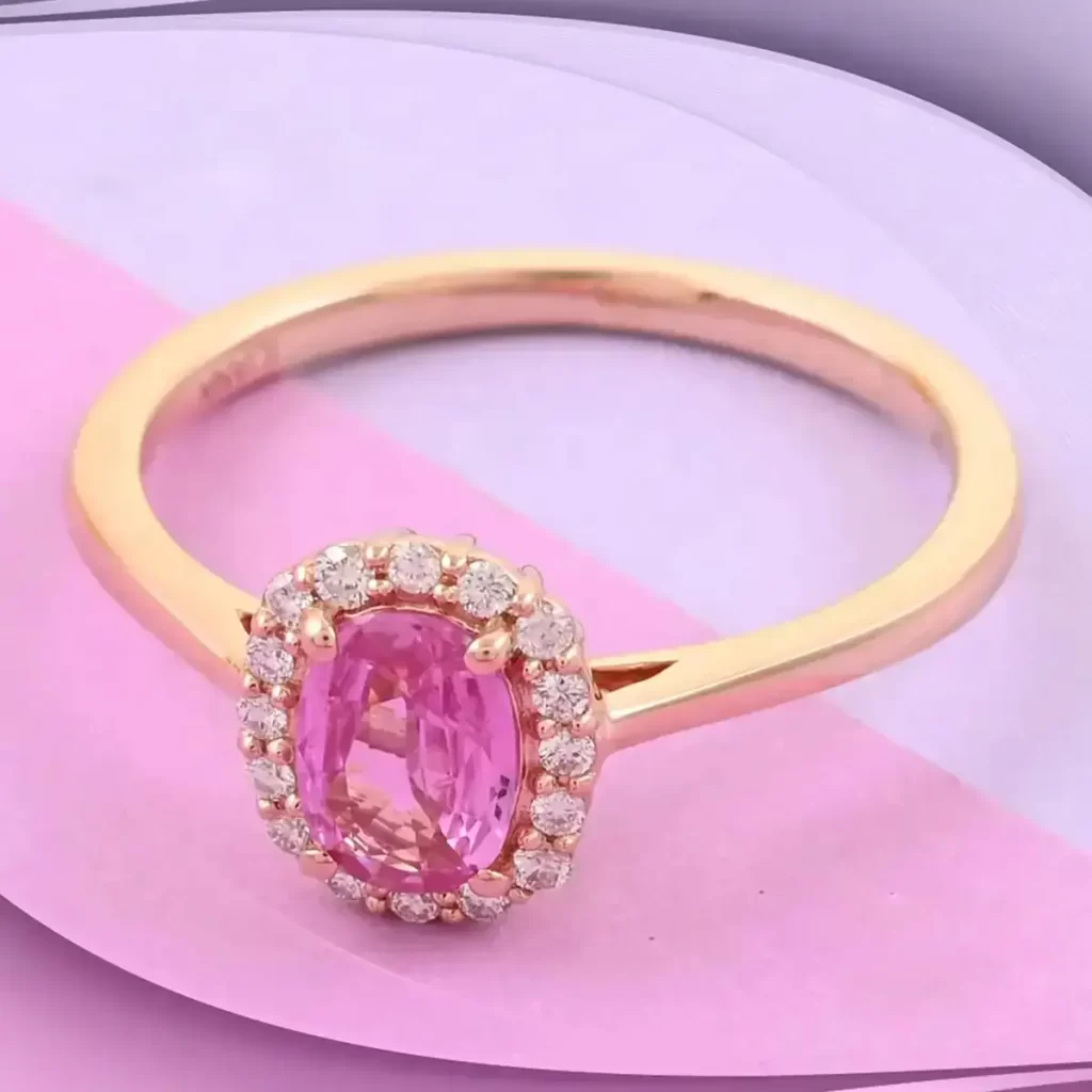 Pink sapphire engagement ring