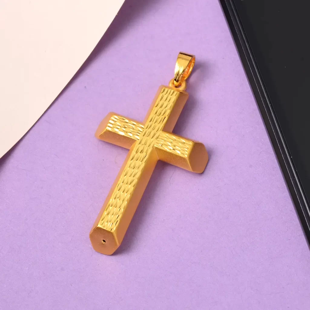 24K Yellow Gold Electroform Cross Pendant